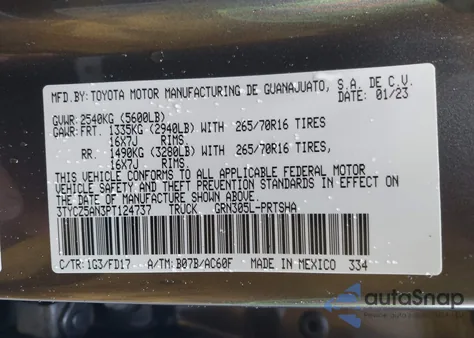 2023 Toyota Tacoma Trd Off Road from USA, damaged, VIN 3TYCZ5AN3PT124737